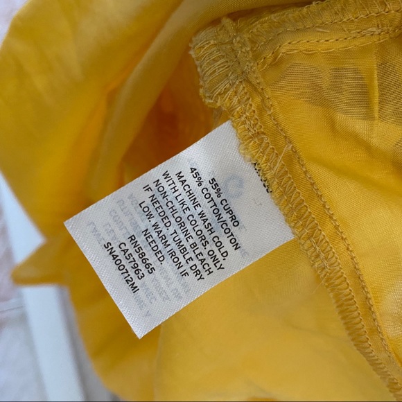 Something Navy Yellow Pleated Peplum Top M - Picture 11 of 12